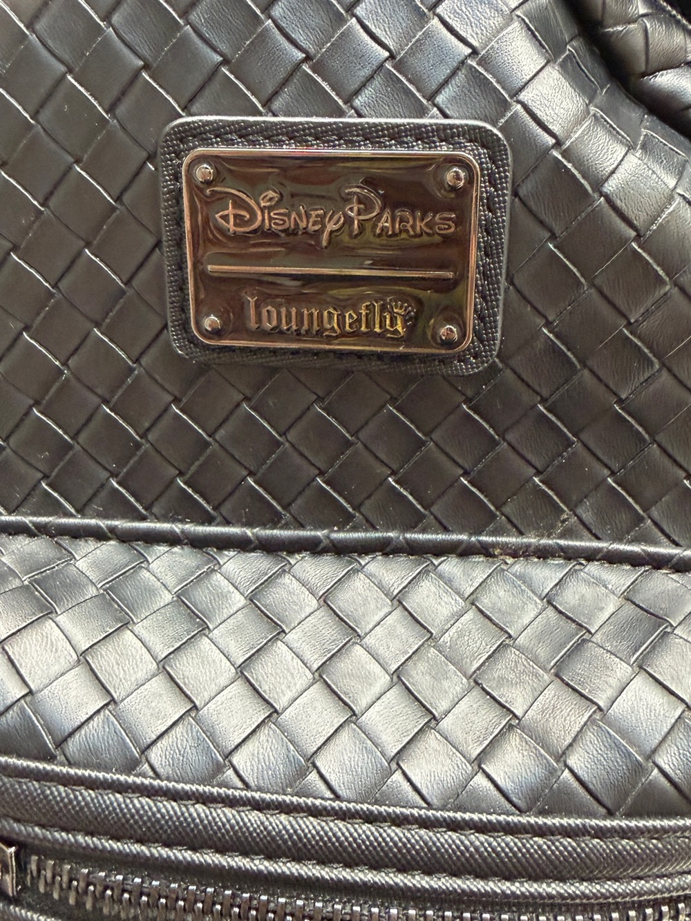 Loungefly Black Woven Faux Leather Mini Backpack with Mickey Ears - Picture 10 of 10